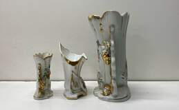 Vintage Vase Lot of 3 Gold Luster Floral Design alternative image