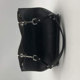 Lauren Conrad Womens Large Black Faux Leather Shoulder bag pocket Gold  Trims