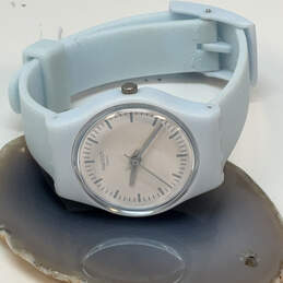 Designer Swatch Swiss Blue Silicone Strap White Dial Analog Wristwatch