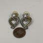 Designer Brighton Two-Tone Heart Shape Door Knocker Post Drop Earrings image number 2