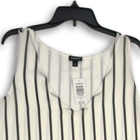 NWT Torrid Womens White Black Georgette Striped Double Layer Swing Tank Top 2P image number 3