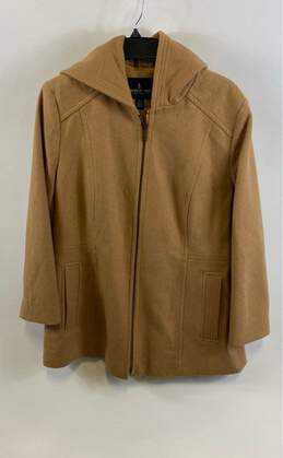 London Fog Womens Brown Long Sleeve Pockets Full Zip Hooded Coat Size Large