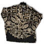NWT Womens Black Brown Animal Print Collared Button Front Blouse Top Size S image number 1