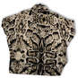 NWT Womens Black Brown Animal Print Collared Button Front Blouse Top Size S image number 2