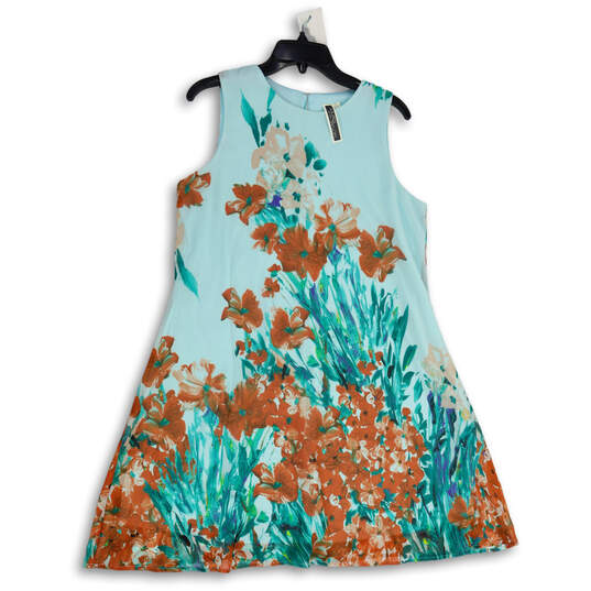 Womens Blue Orange Floral sleeveless Back Keyhole  A-Line Dress Size 12 image number 1