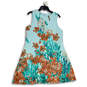Womens Blue Orange Floral sleeveless Back Keyhole  A-Line Dress Size 12 image number 1