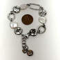 Designer Brighton Silver-Tone Pebble Mother Of Pearl Link Chain Bracelet image number 1