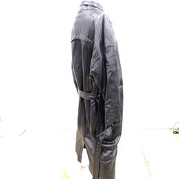 Bachrach Men's Large Leather Black Trench Coat Long W/ Belt alternative image