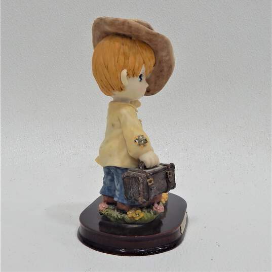 Precious Moments Belle & Benny brown haired boy with dog and brown hat figurine image number 2