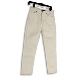 Womens White Denim Stretch Light Wash Pockets Skinny Leg Jeans Size 1/25