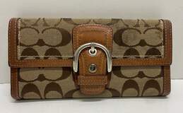 COACH Signature Canvas Buckle Trifold Card Wallet