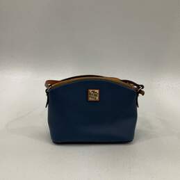Dooney & Bourke Womens Crossbody Bag Purse Small Tassel Blue Brown Leather