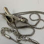 Designer Brighton Silver-Tone Chian Heart Badge Clip Pendant Necklace image number 3