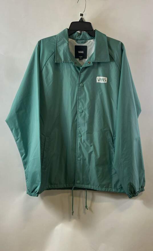 NWT Vans Mens Green Off-The-Wall Snap Front Seafoam Windbreaker Jacket Size XL image number 1