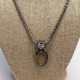 Designer Brighton Silver-Tone Crystal Heart Reversible Pendant Necklace