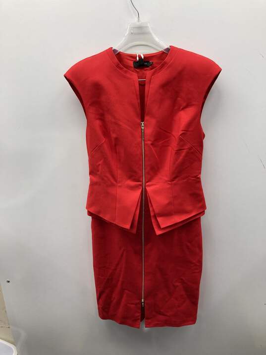 Ted Baker London Women's Red Structured Peplum Dress Sz 2 NWT W/COA image number 2