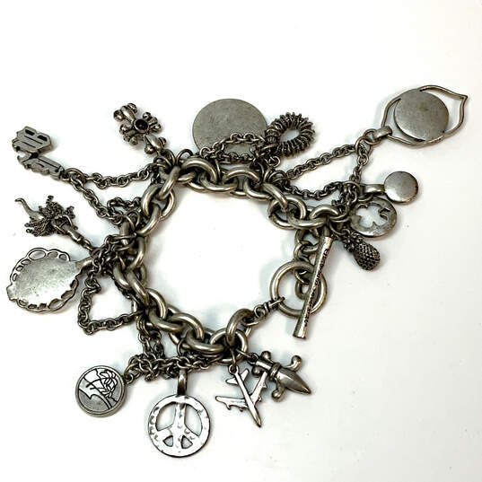 Designer Lucky Brand Silver-Tone Link Chain Classic Multiple Charm Bracelet image number 1
