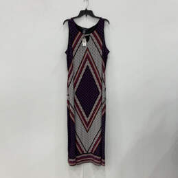 NWT Womens Purple Black Geometric Sleeveless Keyhole Maxi Dress Size 22/24W