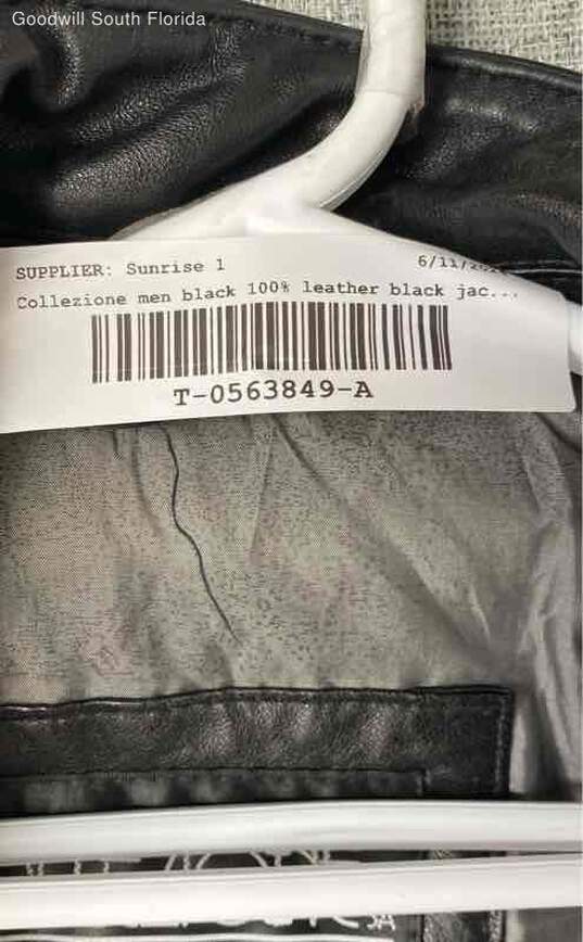 Collezione Mens Black 100% Leather Black Jacket Size XL image number 6