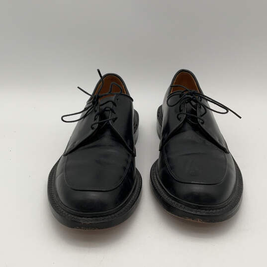 Mens Black Leather Round Toe Lace-Up Oxford Dress Shoes Size 10.5 B image number 2