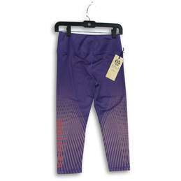 NWT Kali Womens Purple Striped Pull-On Activewear Peloton Capri Leggings Size M alternative image