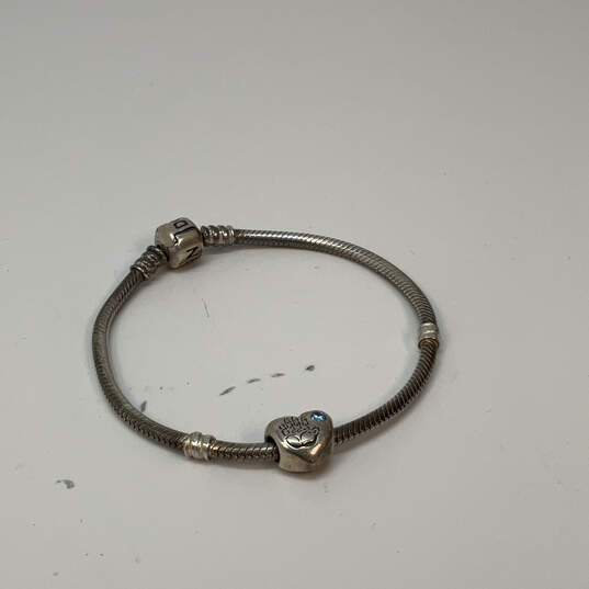 Designer Pandora 925 ALE Sterling Silver Snake Chain Heart Charm Bracelet image number 1