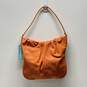 STAUD Orange Leather Pleated Shoulder Tote Bag image number 1