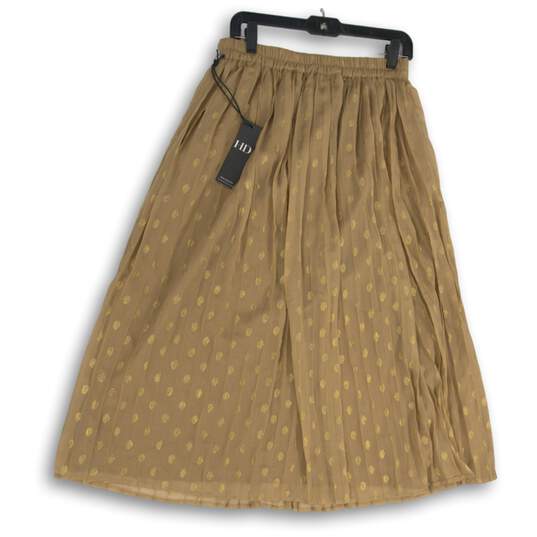 NWT Her Destiny Womens A-Line Skirt Pleated Front Pull On Brown Polka Dot Size M image number 2