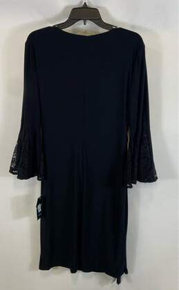 NWT Ralph Lauren Womens Black Lace Ruched Bell Sleeve Midi Sheath Dress Size 14 alternative image
