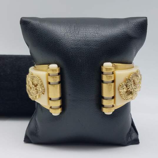Cabi Gold Tone Seahorse Hinge 6" Cuff Bracelet 74.8g image number 1