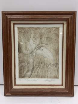 Signed and Numbered Art of Bird In Wooden Frame