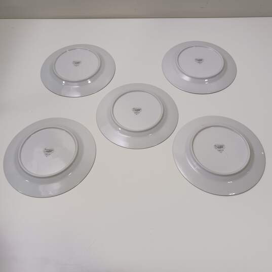 Bundle of 5 Noritake Contemporary Fine China Carolyn Floral White, Blue, And Silver Salad Plates image number 3