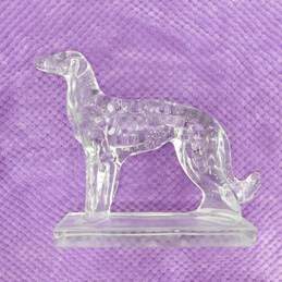 Vintage 1940s New Martinsville Viking Glass Clear Borzoi Wolfhound Dog Bookends alternative image