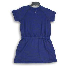 Zella Womens Blue Black Printed Crew Neck Short Sleeve Shift Dress Size M alternative image
