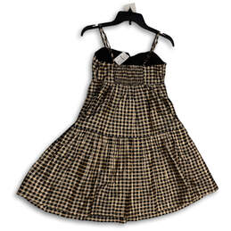 NWT Womens Black Gold Check Spaghetti Strap Square Neck A-Line Dress Sz 00 alternative image