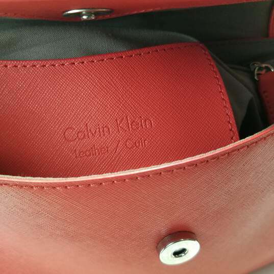 Calvin Klein Orange Leather Shoulder Crossbody Flap Bag image number 6