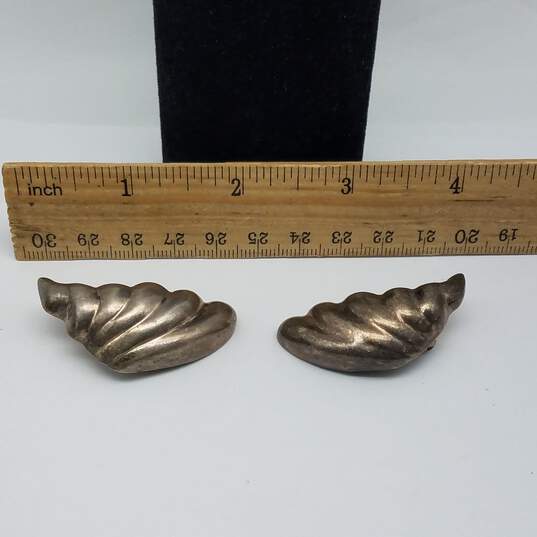 TM-101 Sterling Silver Shell Motiff Clip-On Earrings 21.2g image number 6