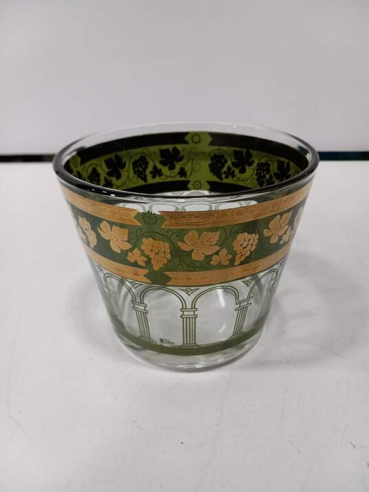 Cera Gold & Green Grape Leaf Ornate Glass Ice Bucket image number 1