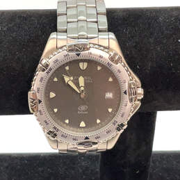 Designer Fossil AM-3055 Silver-Tone Round Dial Analog Wristwatch