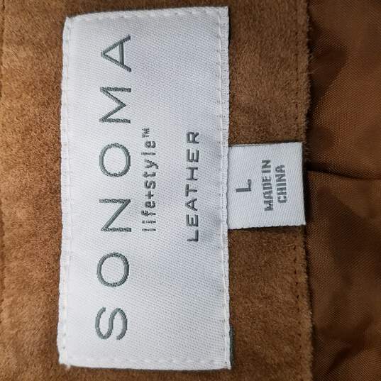 Sonoma Women Brown Leather Jacket L image number 4