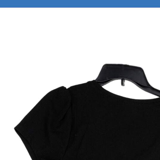 NWT Torrid Womens Black Ribbed V-Neck Short Sleeve Pullover T-Shirt Size 00 image number 4