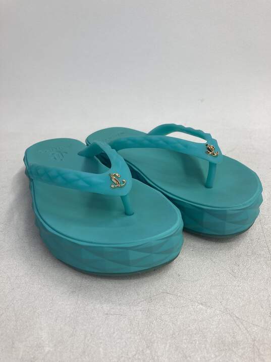 Authentic Jimmy Choo Women's Turquoise Flip Flop Sandals Size 36 image number 5