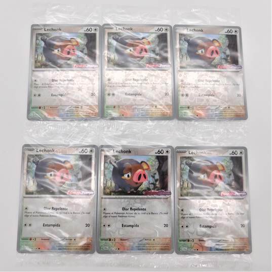 RARE Pokemon TCG Lechonk STAMPED Scarlet&Violet Promo 6 Card Lot Spanish Sealed image number 1