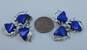 Vintage Unsigned Possible Coro Or Lisner Silver Tone Blue Lucite Leaves Necklace & Clip Earrings Set 57.6g image number 5