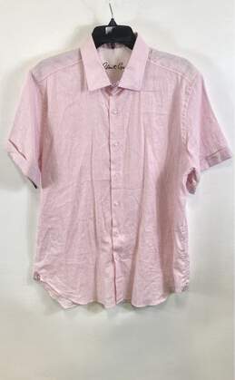 Robert Graham Womens Pink Classic Fit Short Sleeve Button-Up Shirt Size Large