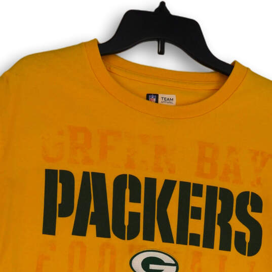 Buy the Mens Yellow Green Bay Packers Short Sleeve Crew Neck Football T- Shirt Sz M
