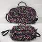 Vera Bradley Black Multi Floral Print Cotton Weekender Travel Bag Set image number 1