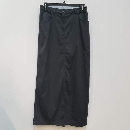 Womens Black Stretch Pockets Flat Front Casual Maxi Skirt Size 44 image number 3