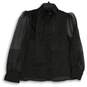 Zara Womens Black Organza Semi Sheer Long Sleeve Button Front Blouse Top Size M image number 1