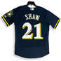 Mens Navy Authentic Collection Milwaukee Bryan Shaw #21 MLB Jersey Size 40 image number 2
